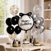 Black and gold balloon decoration set for birthday party decoration, black and white bow balloons, silver and gold foil embellishments, birthday supplies details Picture
